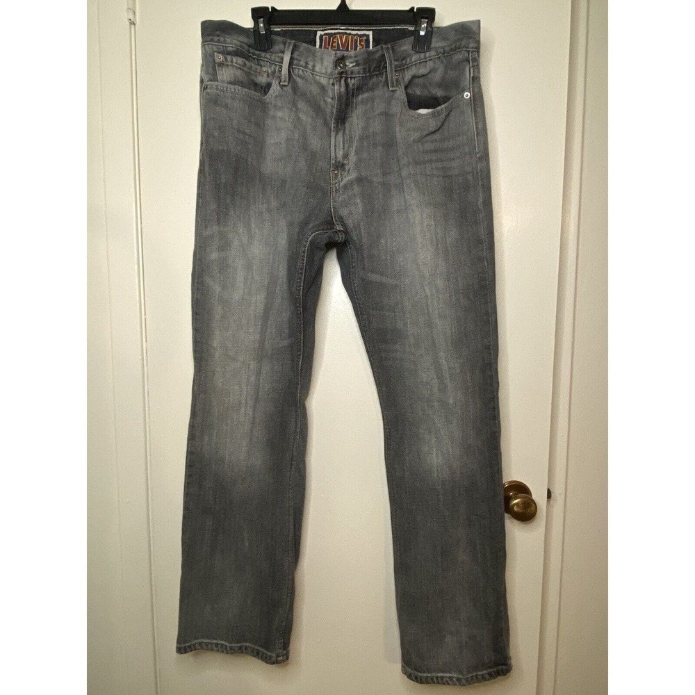 Levis 514 Men's Jean Slim Straight 38x32 Grey Dark wash Denim